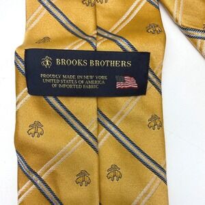 Brooks Brothers NWT Tie Men OS Gold Silk Plaid Logo Preppy USA Designer